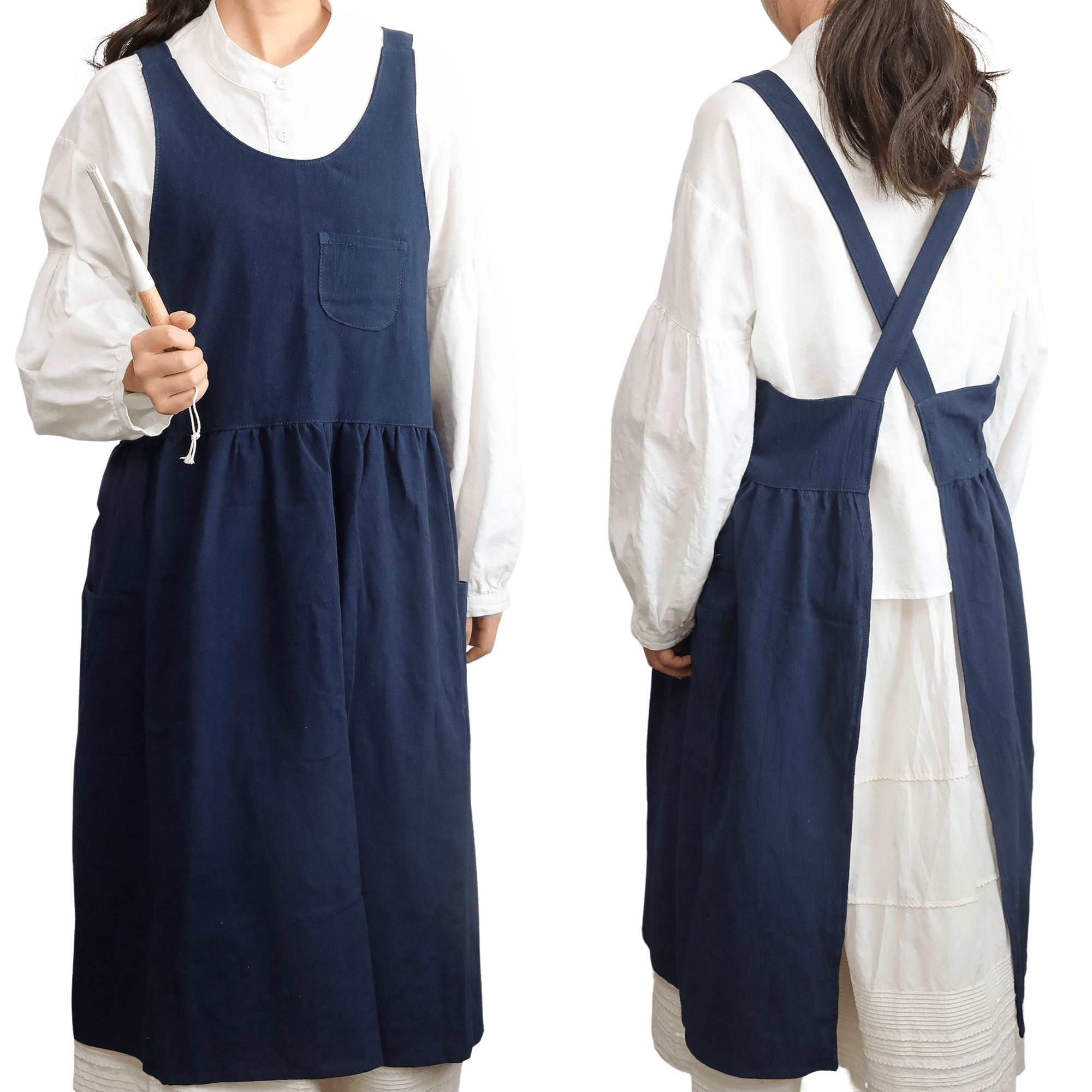 100% Cotton Cross - Back Pinafore Apron Dress - Hanee Aprons