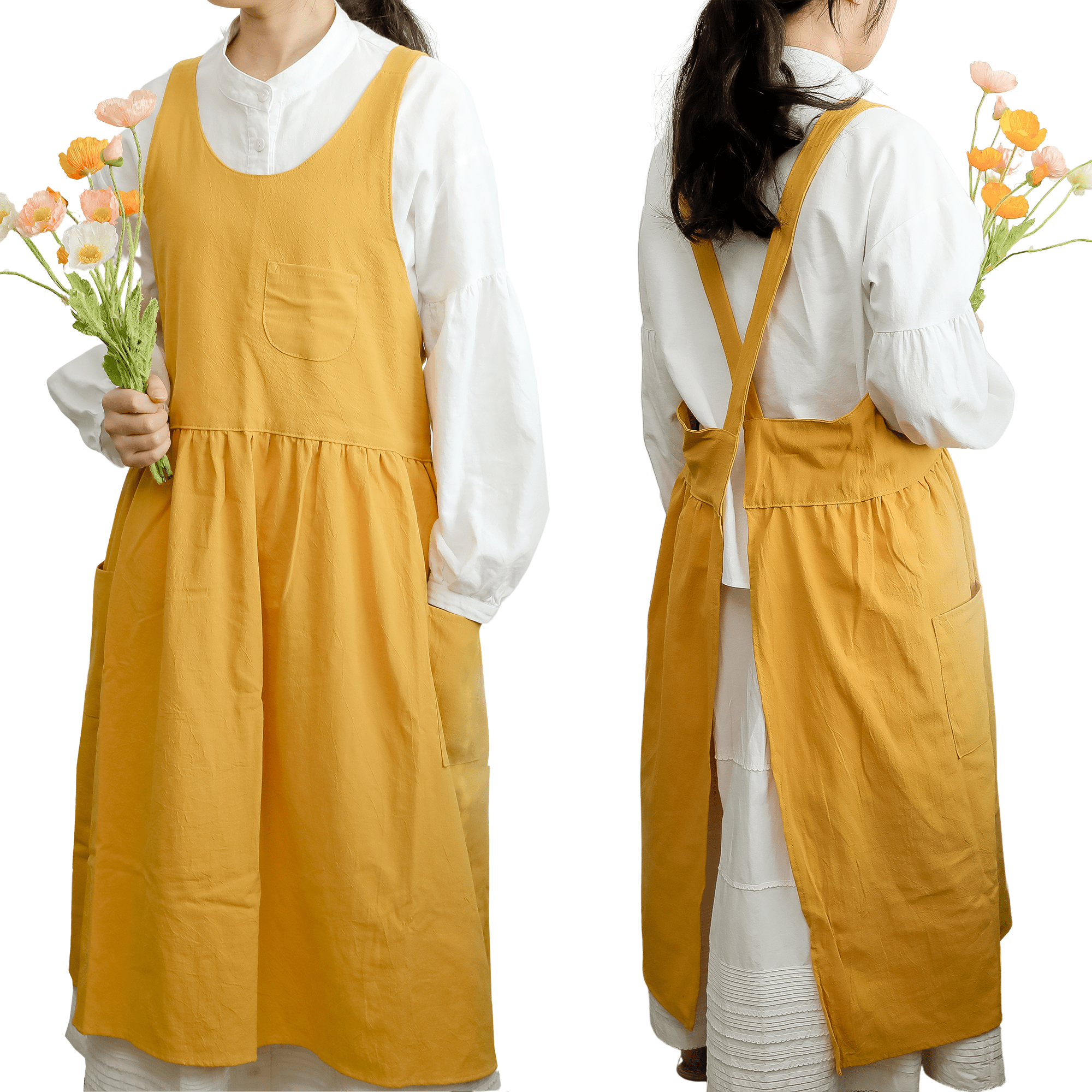 100% Cotton Cross - Back Pinafore Apron Dress - Hanee Aprons