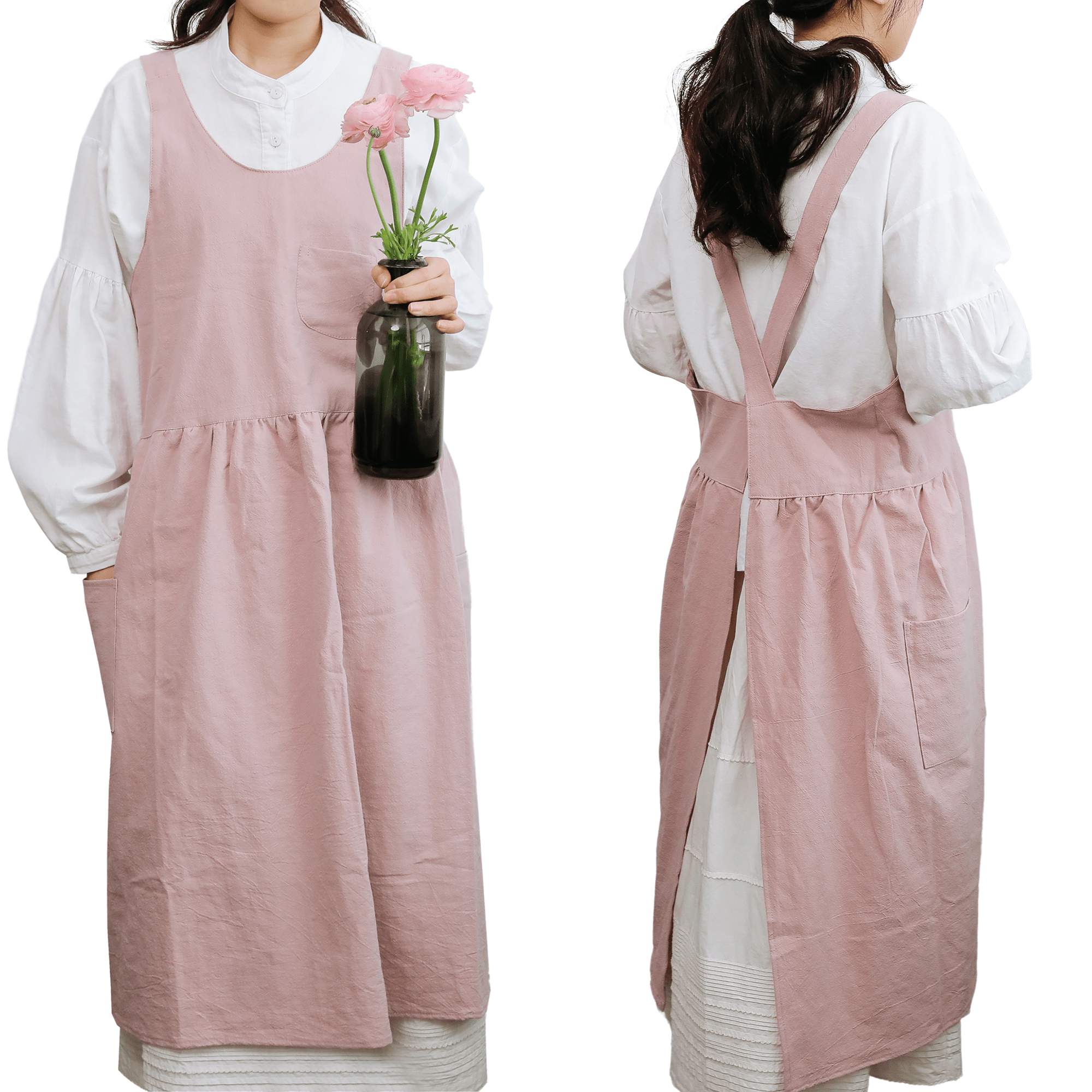 100% Cotton Cross - Back Pinafore Apron Dress - Hanee Aprons