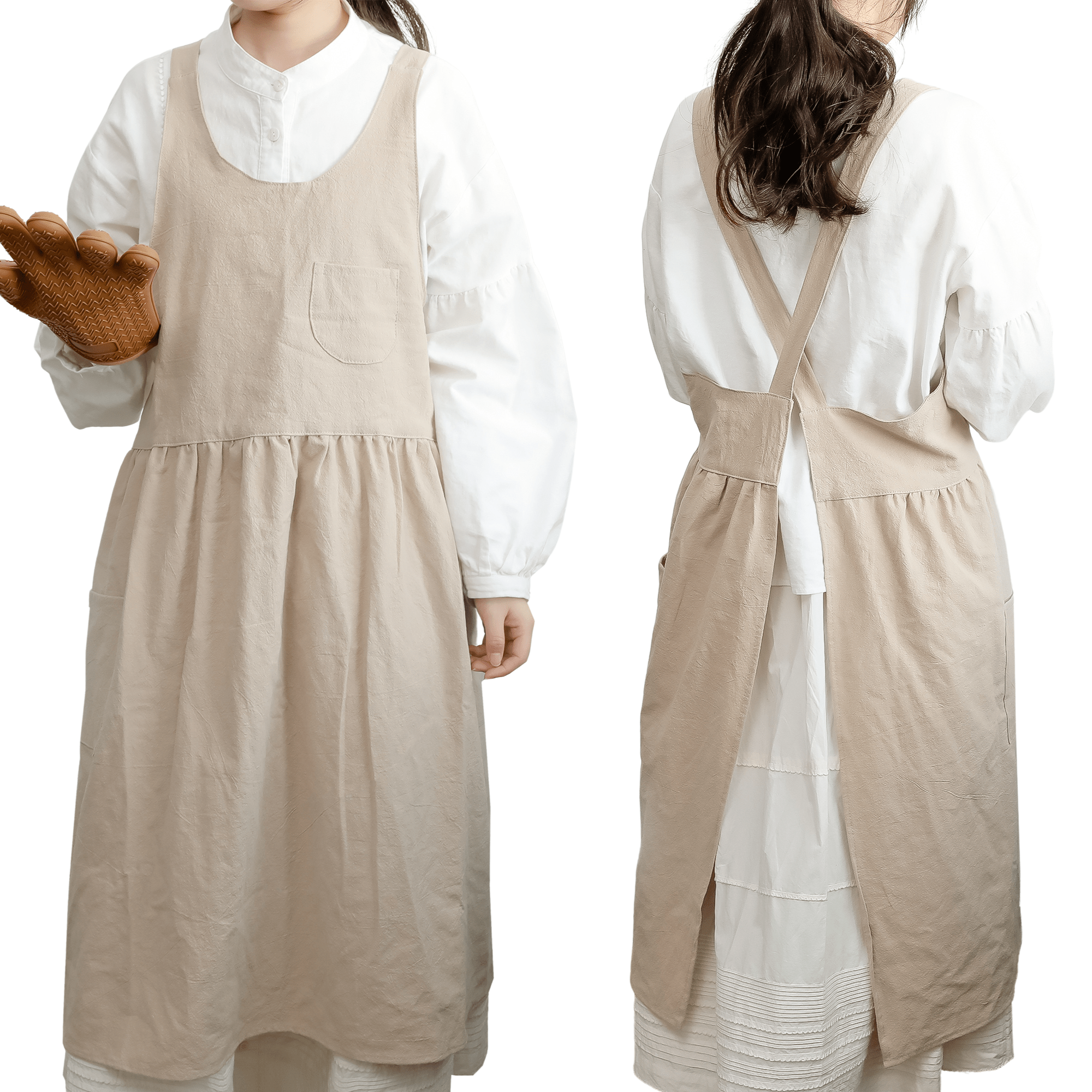 100% Cotton Cross - Back Pinafore Apron Dress - Hanee Aprons