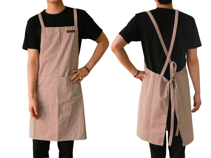 Striped Cotton Canvas Cross - Back Aprons - Hanee Aprons