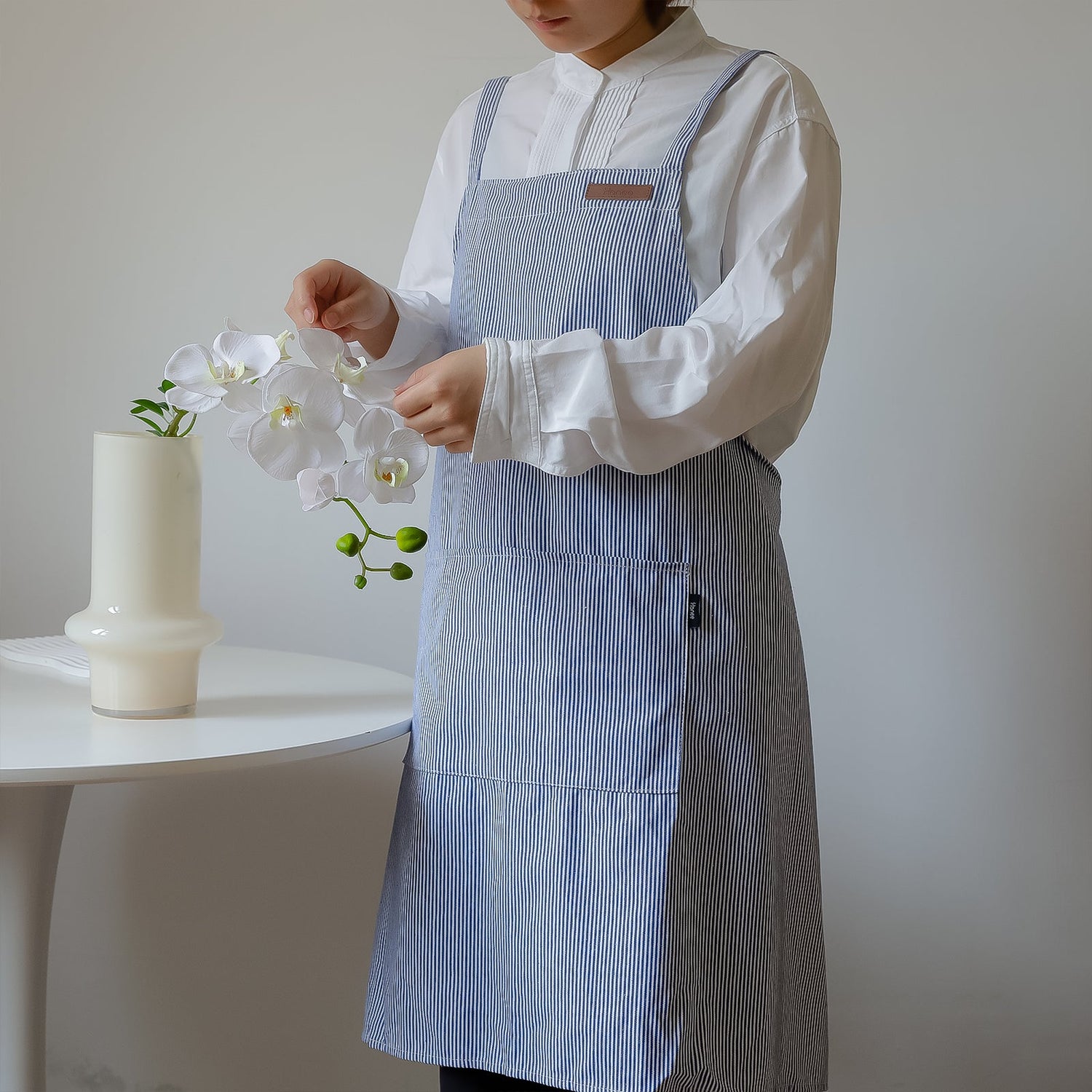 Striped Cotton Canvas Cross - Back Aprons - Hanee Aprons