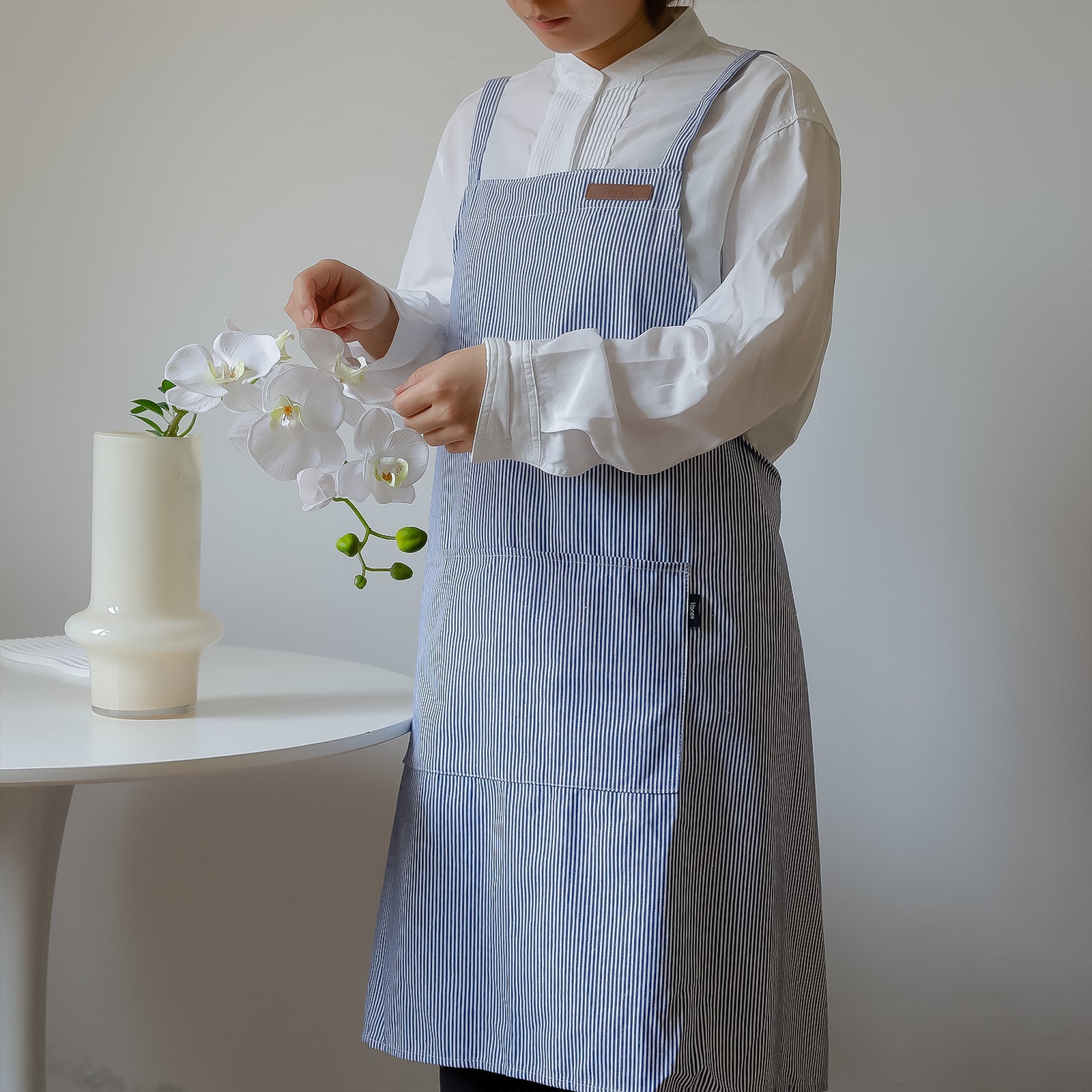 Striped Cotton Canvas Cross - Back Aprons - Hanee Aprons