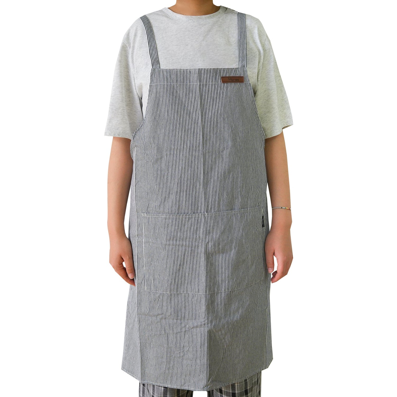 Striped Cotton Canvas Cross - Back Aprons - Hanee Aprons
