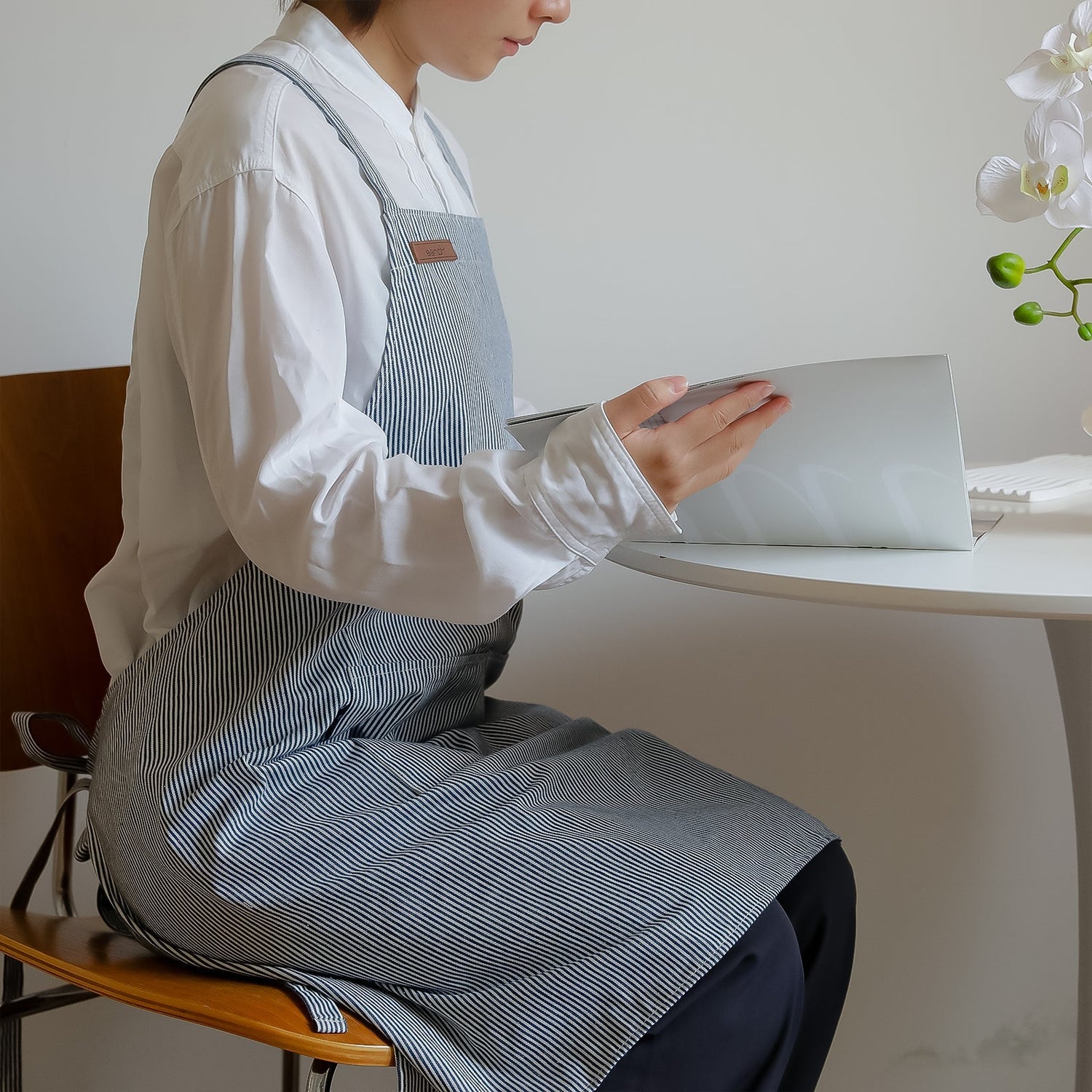 Striped Cotton Canvas Cross - Back Aprons - Hanee Aprons