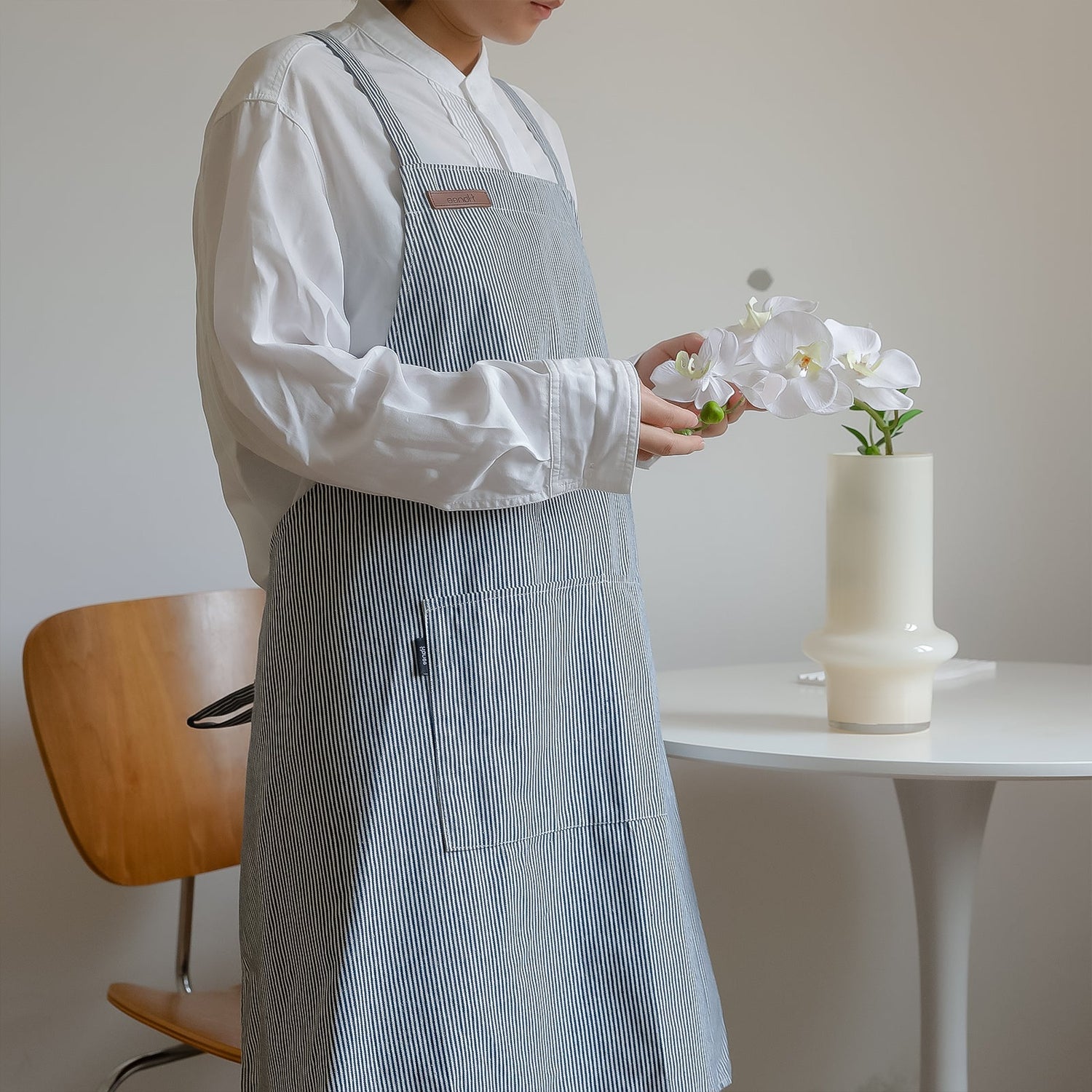 Striped Cotton Canvas Cross - Back Aprons - Hanee Aprons