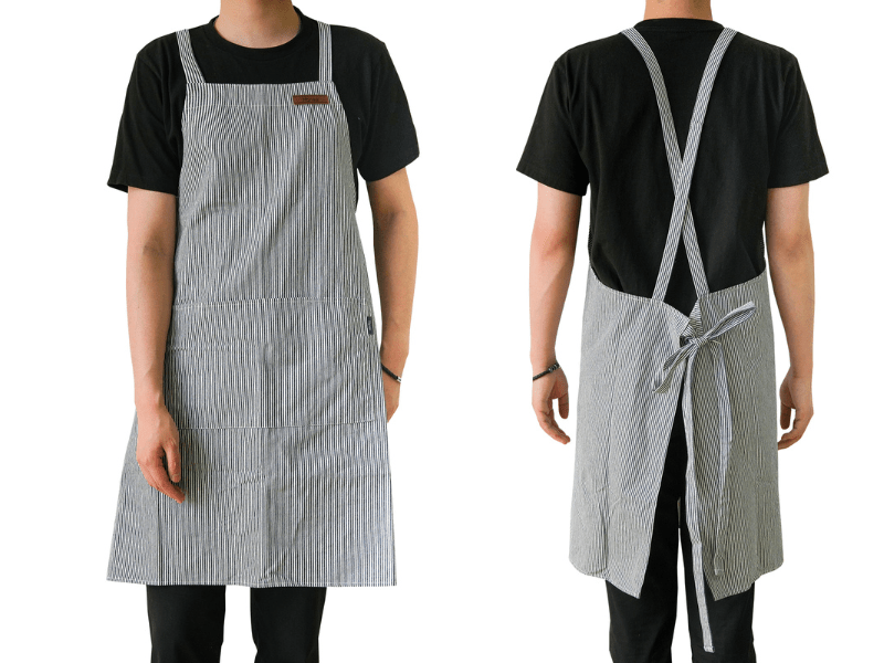Striped Cotton Canvas Cross - Back Aprons - Hanee Aprons