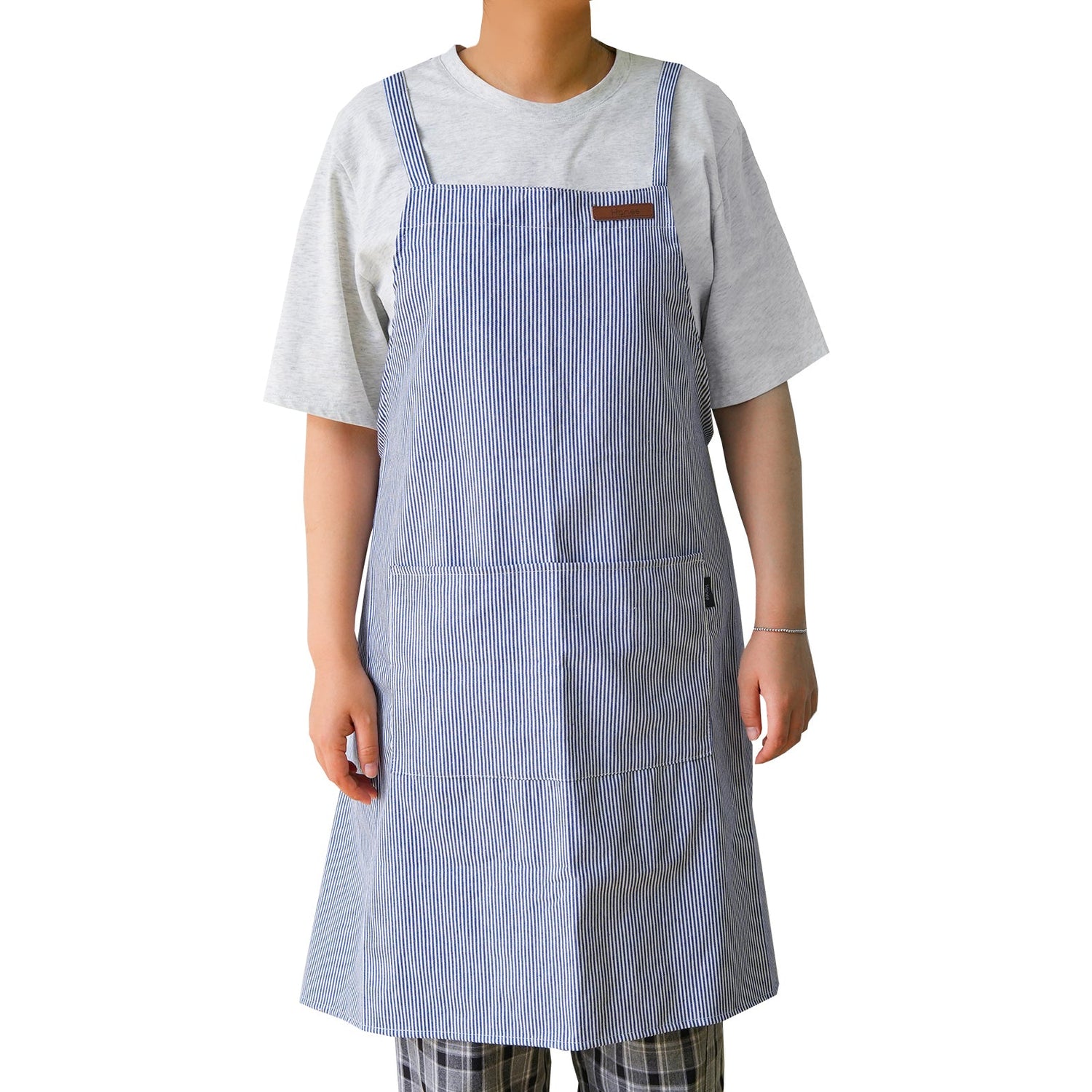 Striped Cotton Canvas Cross - Back Aprons - Hanee Aprons