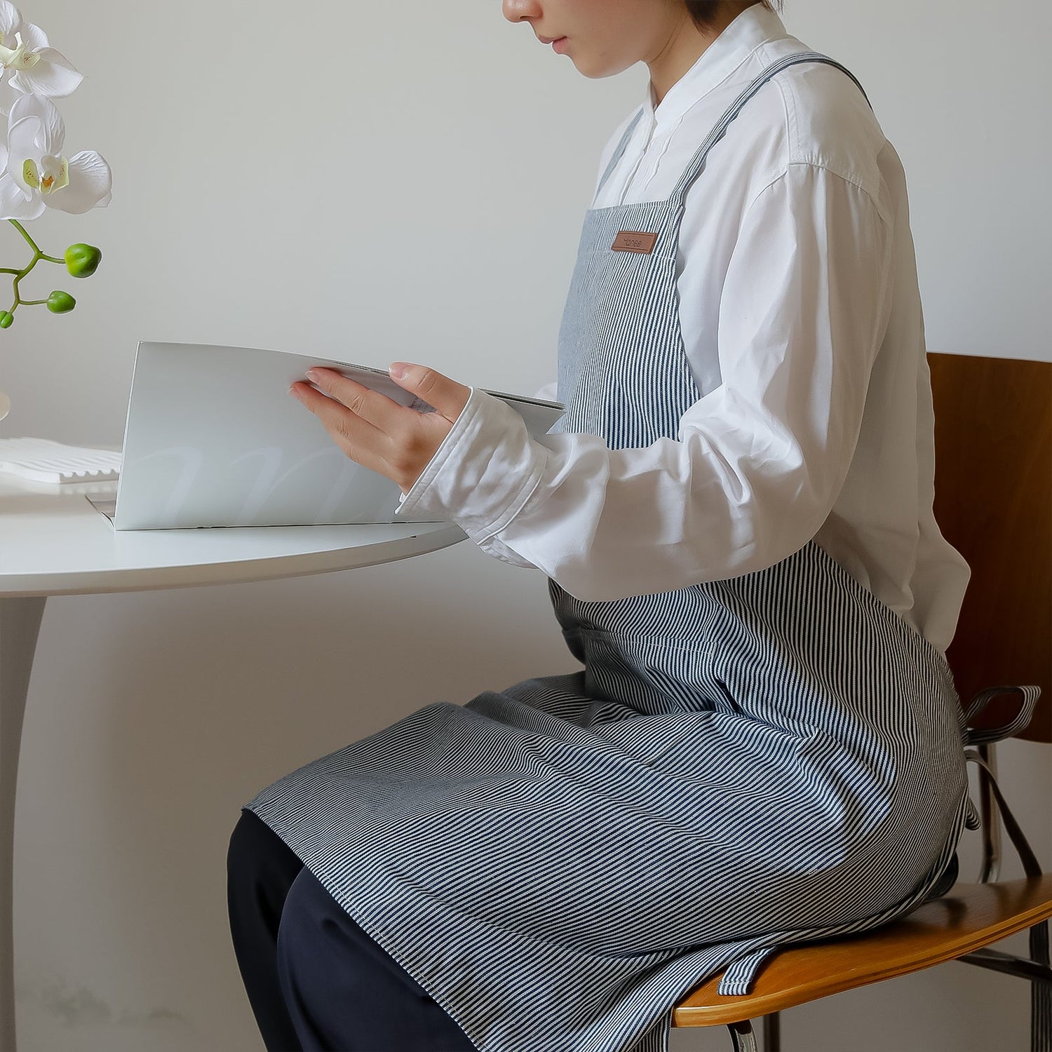 Striped Cotton Canvas Cross - Back Aprons - Hanee Aprons