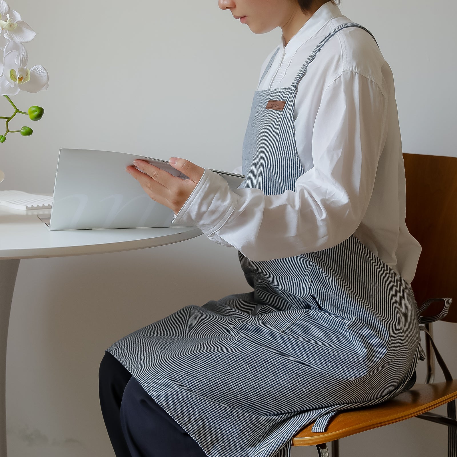 Striped Cotton Canvas Cross - Back Aprons - Hanee Aprons