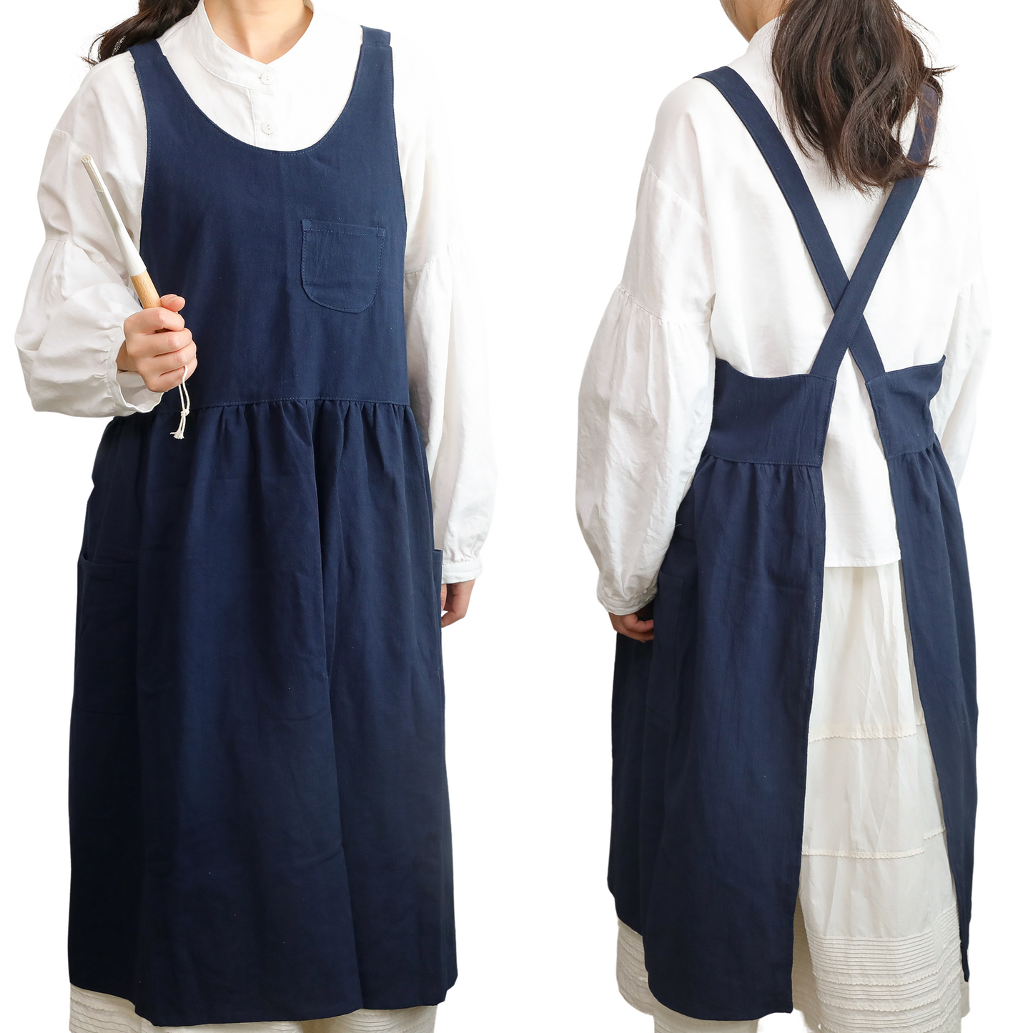 100% Cotton Cross-Back Pinafore Apron Dress