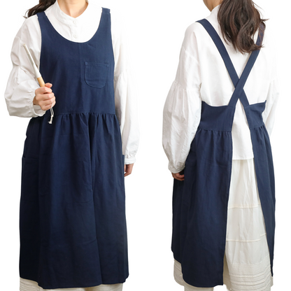 100% Cotton Cross-Back Pinafore Apron Dress