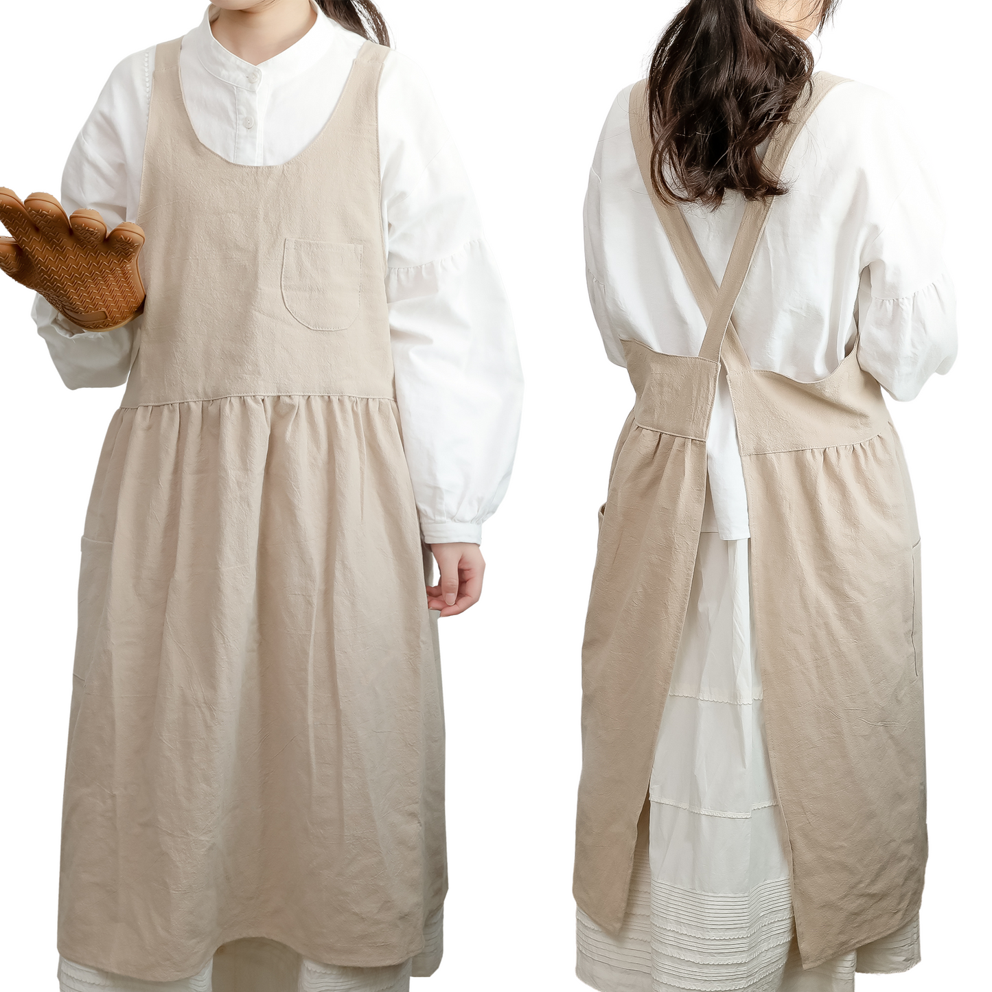 100% Cotton Cross-Back Pinafore Apron Dress