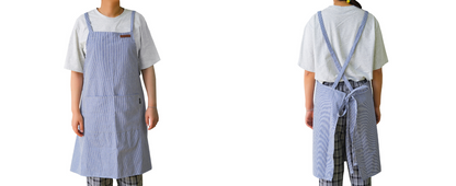 Striped Cotton Canvas Cross-Back Aprons