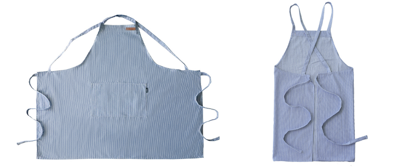 Striped Cotton Canvas Cross-Back Aprons