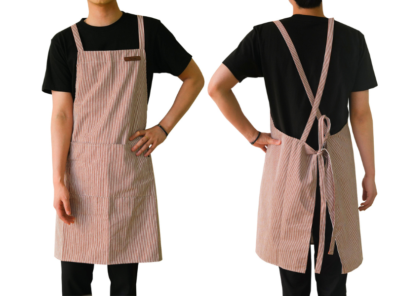 Striped Cotton Canvas Cross-Back Aprons