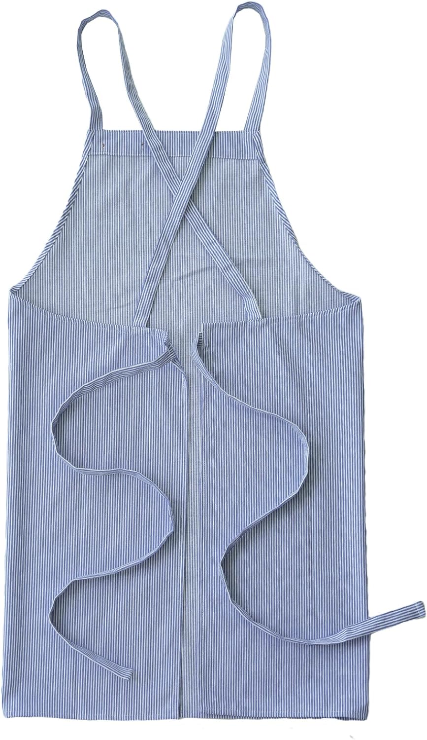 Striped Cotton Canvas Cross-Back Aprons