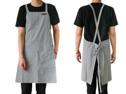 Striped Cotton Canvas Cross-Back Aprons